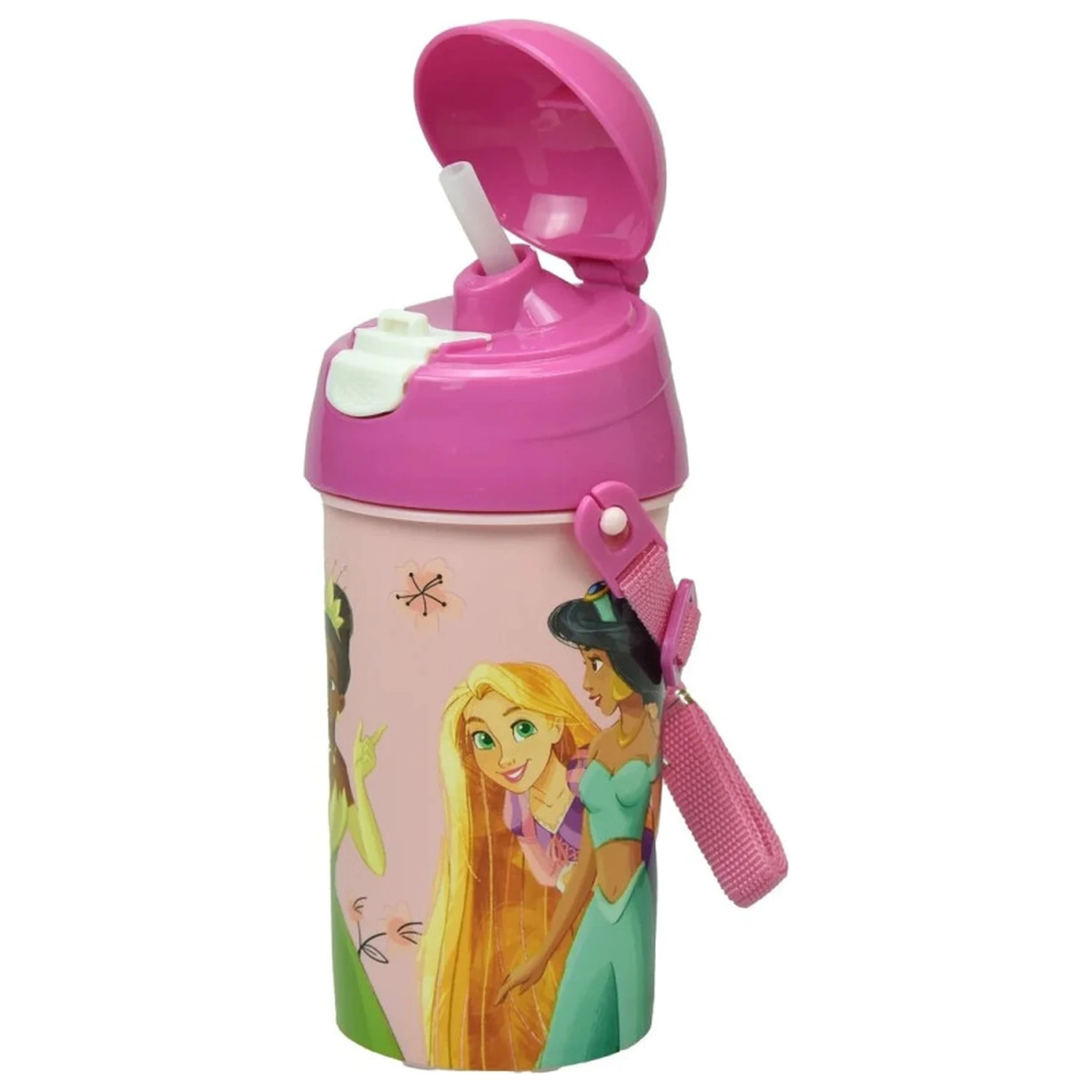 Disney Princesses pomladanska plastična steklenica za vodo s slamico in obešalnikom 500 ml fotografija izdelka