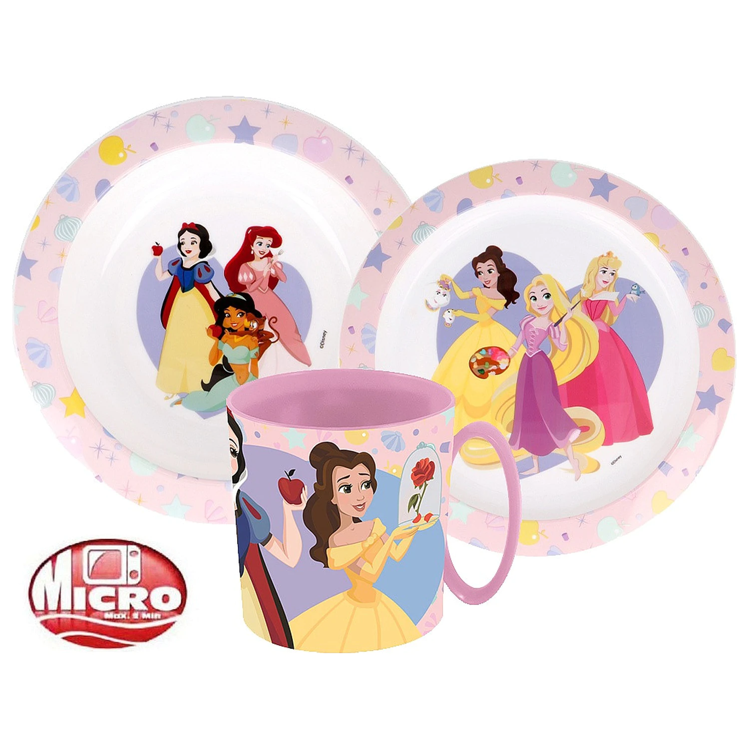 Disney Princess True set jedilnega pribora, mikro plastični set s skodelico fotografija izdelka