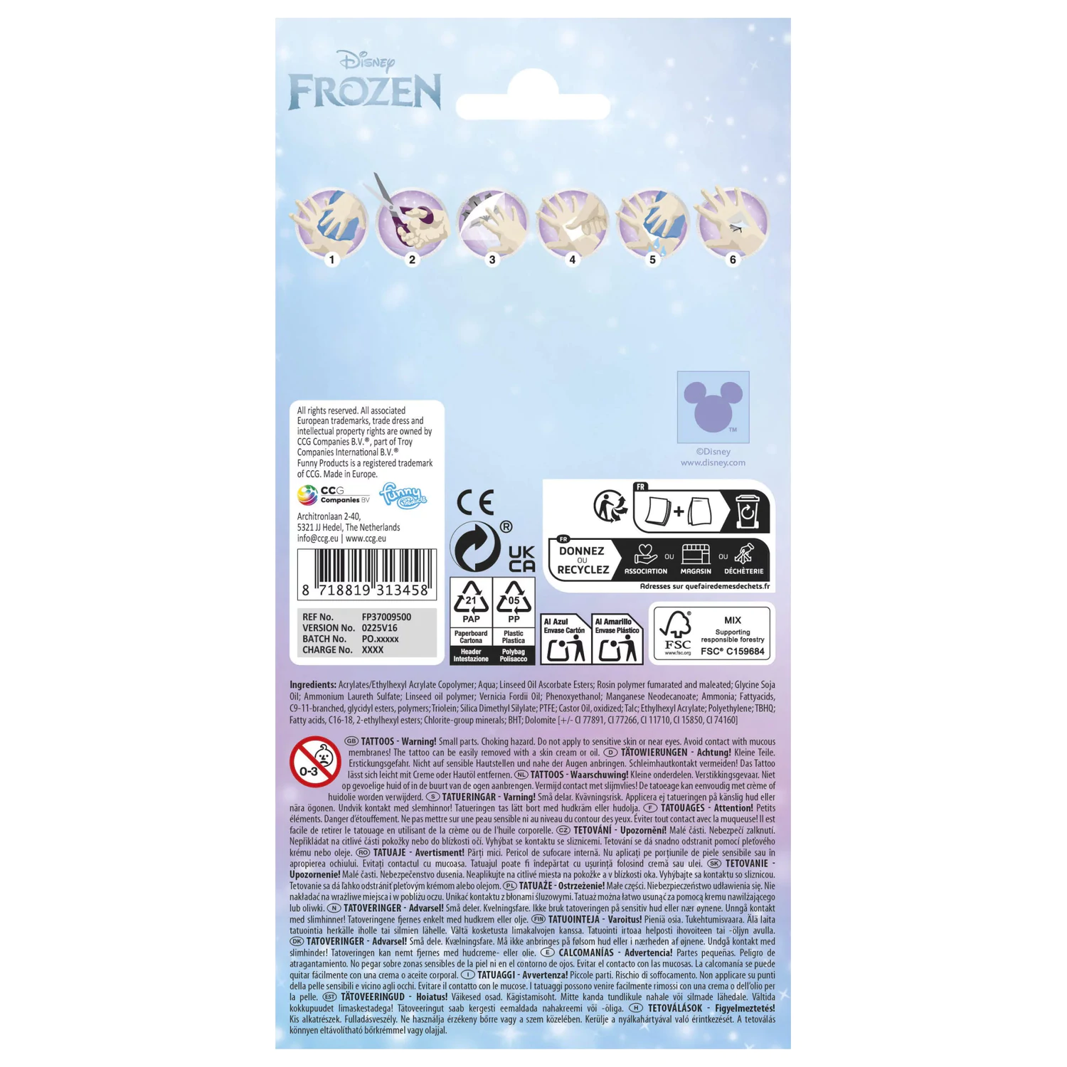 Disney Frozen Adventure Tattoo 12-kos fotografija izdelka