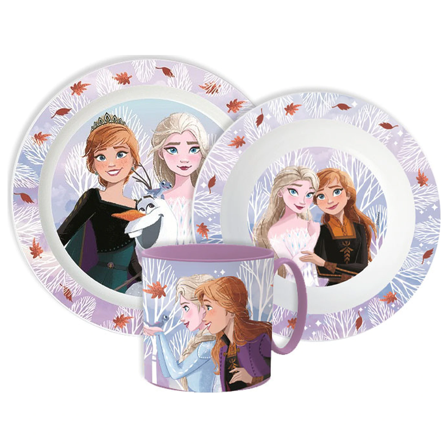 Disney Frozen Autumn Leaves set jedilnega pribora, mikro plastični set s skodelico fotografija izdelka