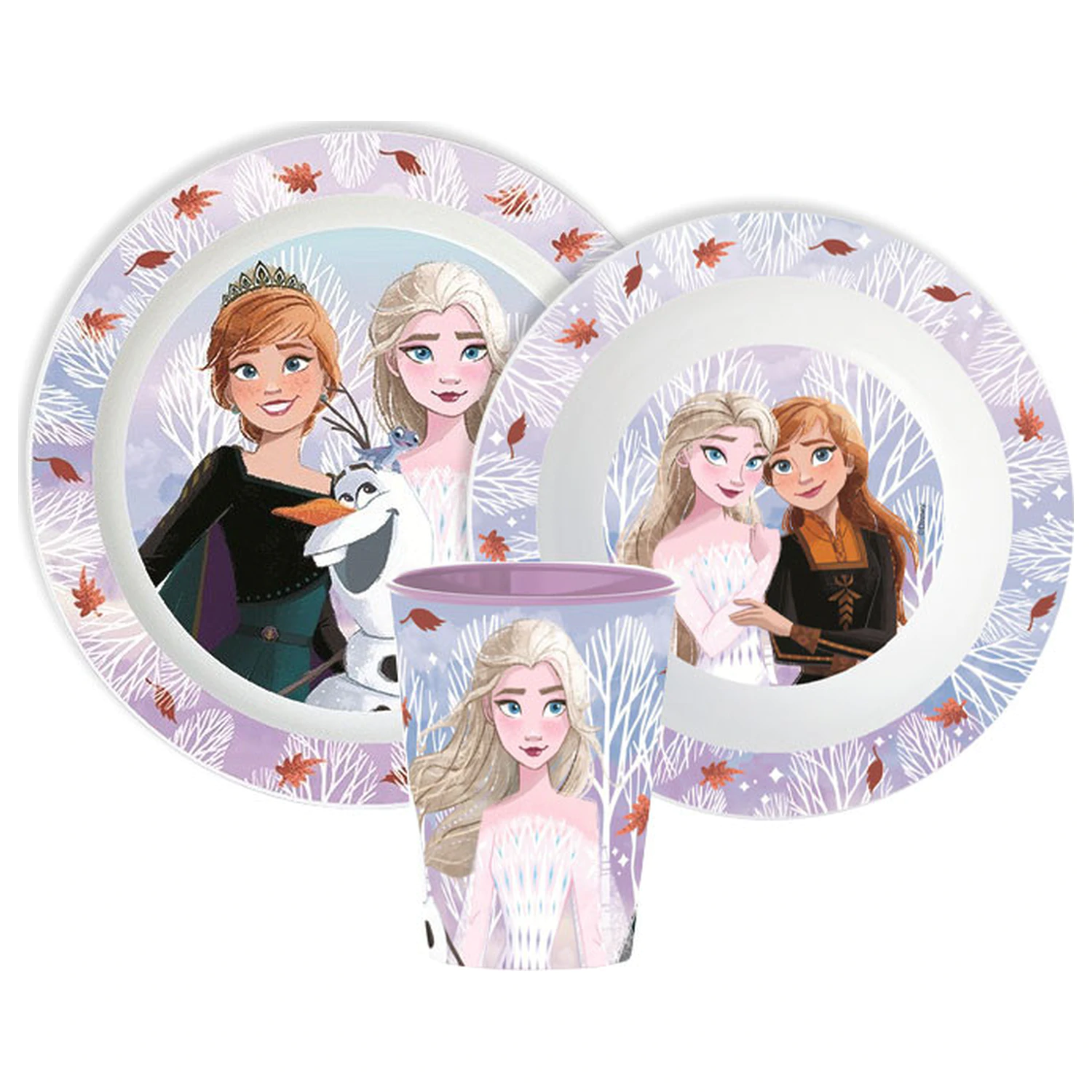 Disney Frozen Autumn Leaves komplet posode, Micro Plastic set, s kozarcem fotografija izdelka
