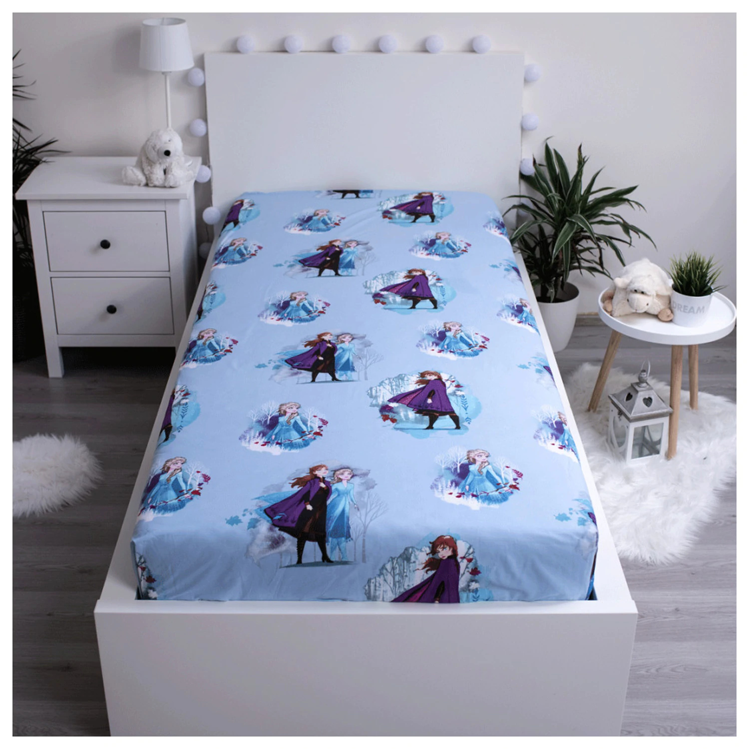 Disney Frozen Modri listi Napenjalna rjuha 90*200 cm fotografija izdelka