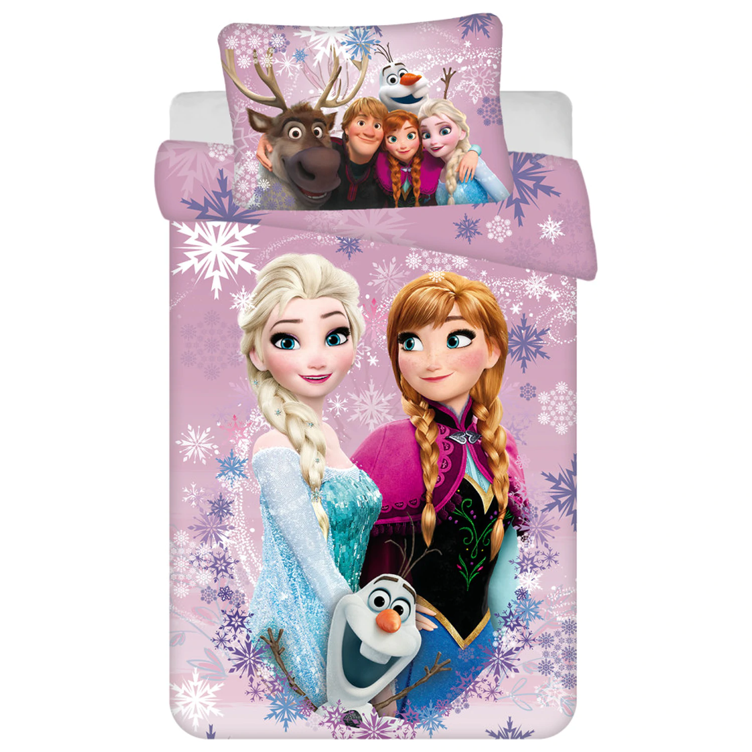 Disney Frozen roza-vijolična otroška, predšolska prevleka za odejo fotografija izdelka