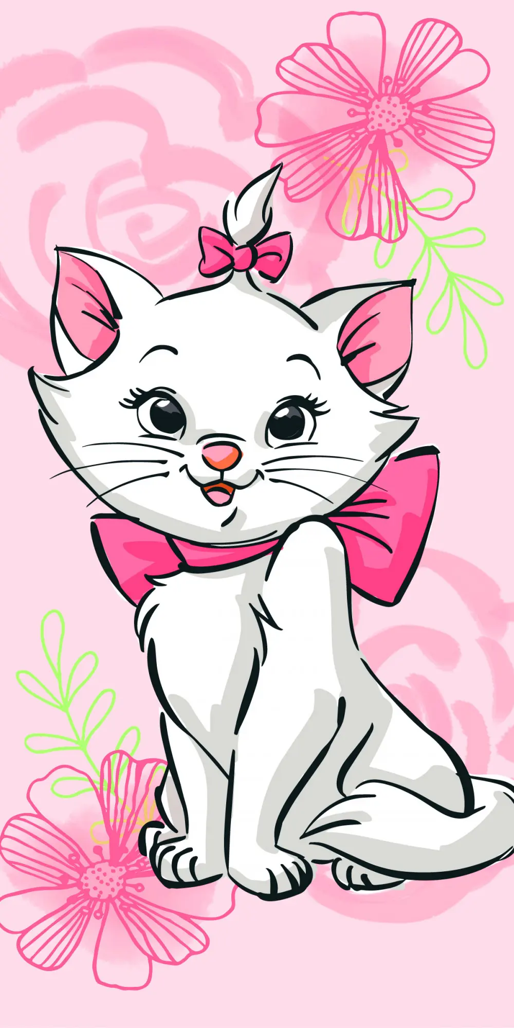 Disney Marie Cat brisača za kopanje, brisača za plažo Pink Flower 70*140 cm fotografija izdelka