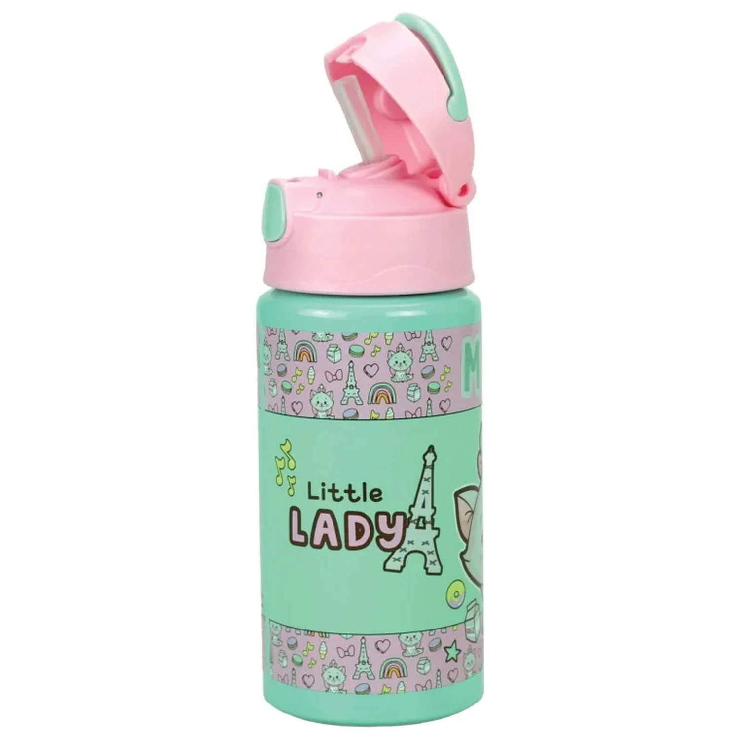 Disney Marie Little Lady aluminijasta steklenička za vodo s slamico in obešalnikom 500 ml fotografija izdelka