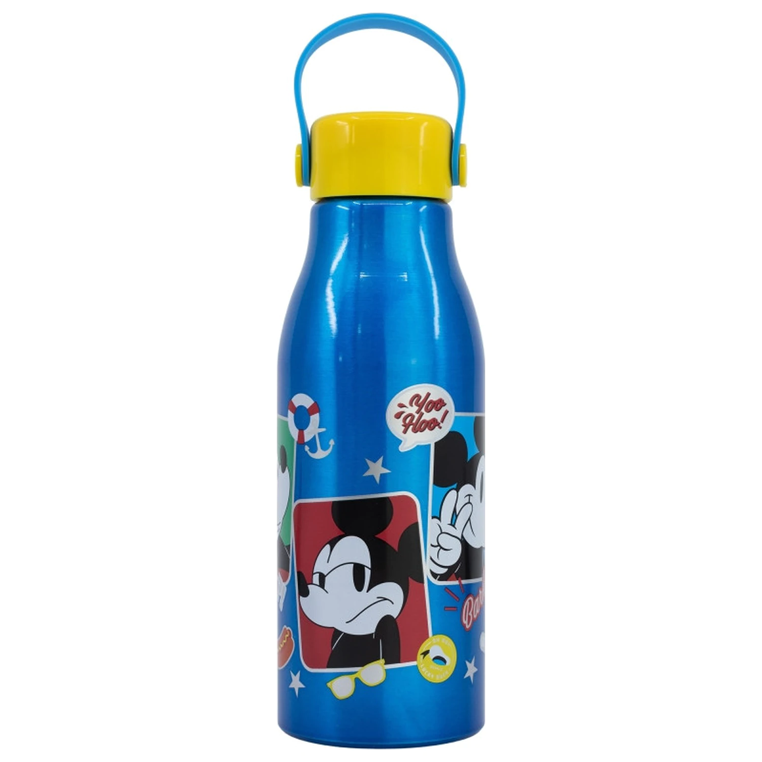 Disney Mickey Fun-Tastic Flexi Aluminijasta steklenica za vodo z navojnim zamaškom in obešalnikom, 760 ml fotografija izdelka