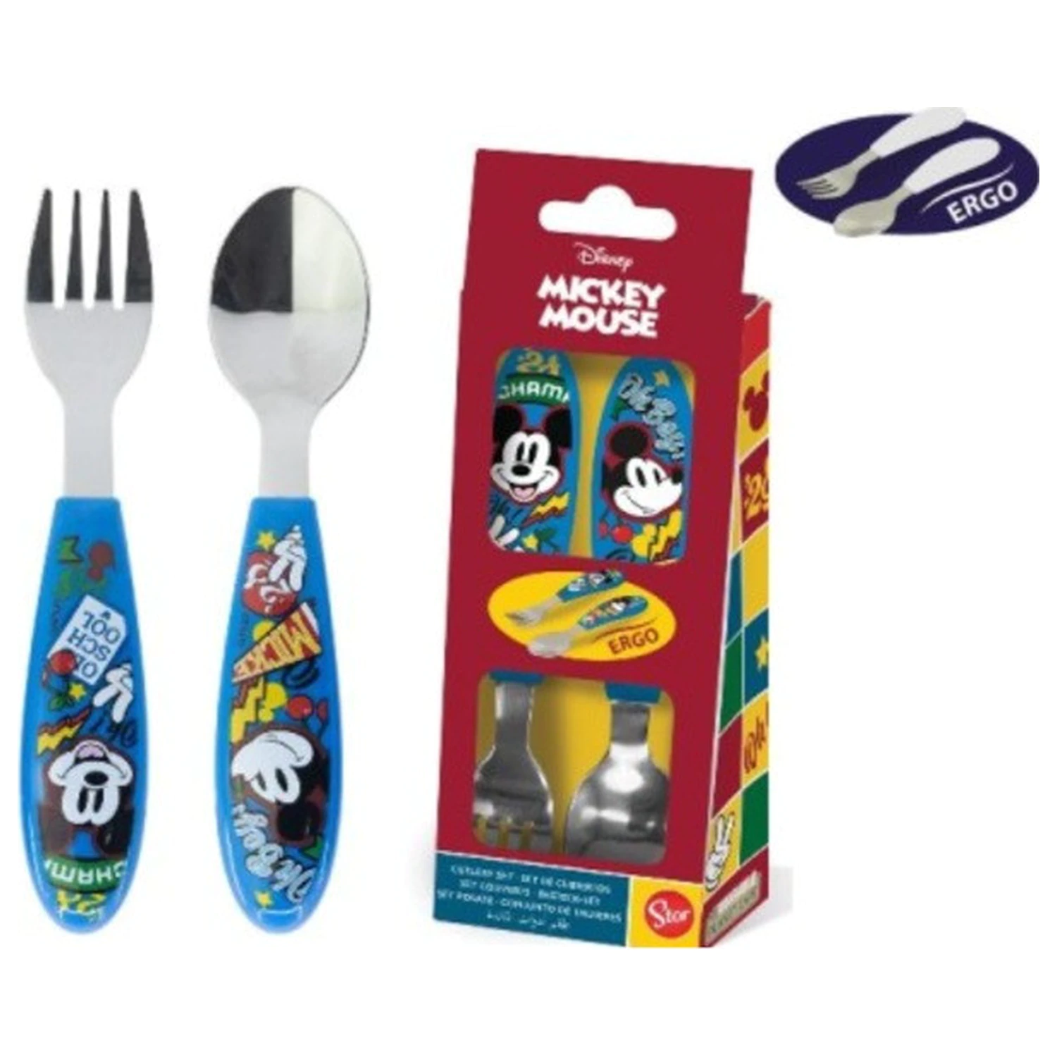 Disney Mickey True Champions Kovinski ergo jedilni set - 2 kosa fotografija izdelka