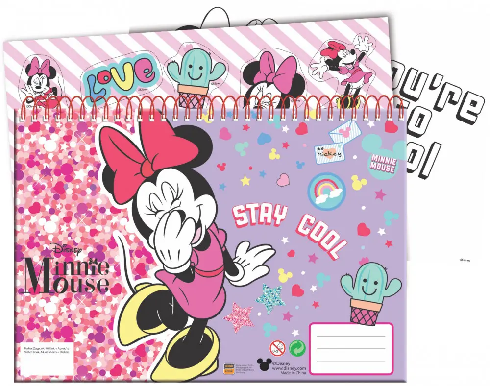 Disney Minnie A4 Spiralna Skicirka 40 listov z nalepkami fotografija izdelka