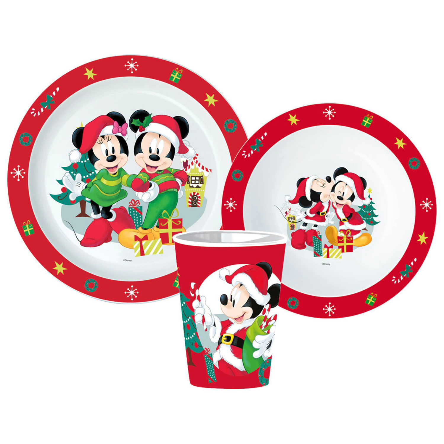 Disney Minnie and Mickey božični jedilni servis, mikro plastični komplet, s kozarcem 260 ml fotografija izdelka