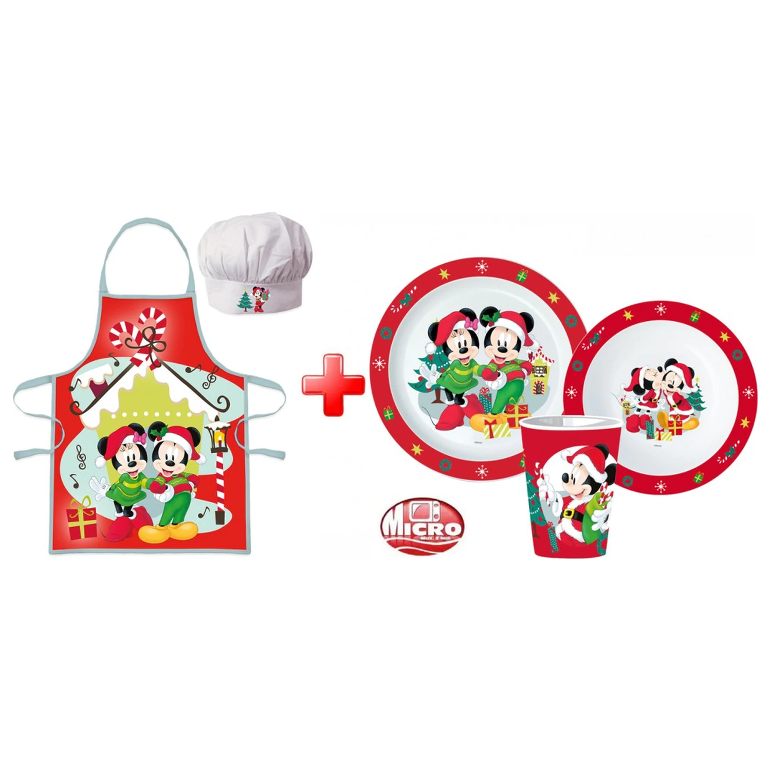 Disney Minnie in Mickey božični predpasnik in komplet plastične posode fotografija izdelka