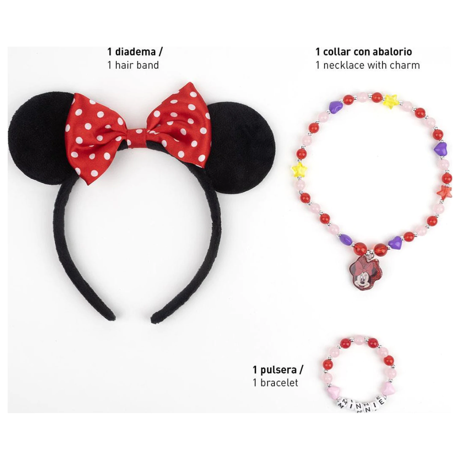 Disney Minnie Charm nakit in set naglavnih trakov fotografija izdelka