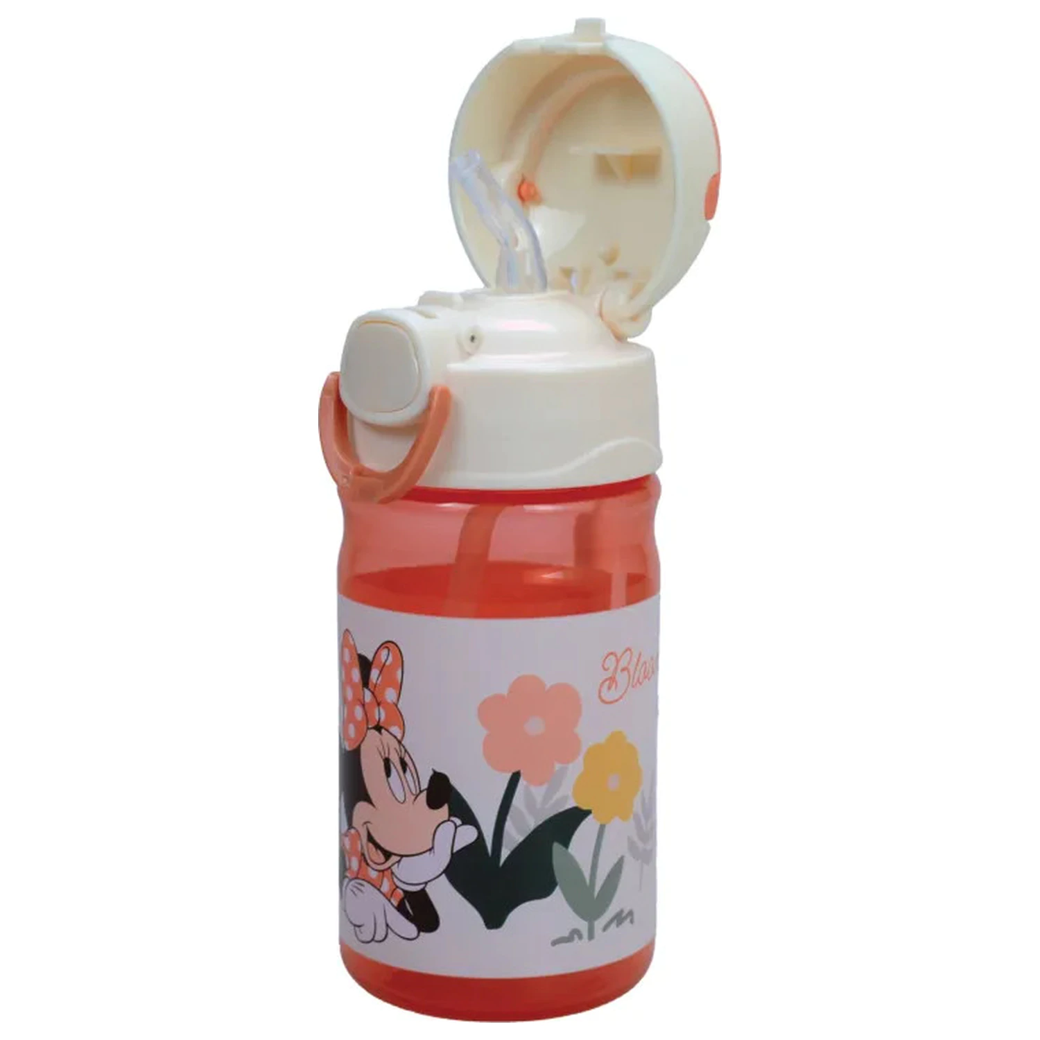 Disney Minnie Floral plastična steklenička za vodo s slamico in vrvico 350 ml fotografija izdelka