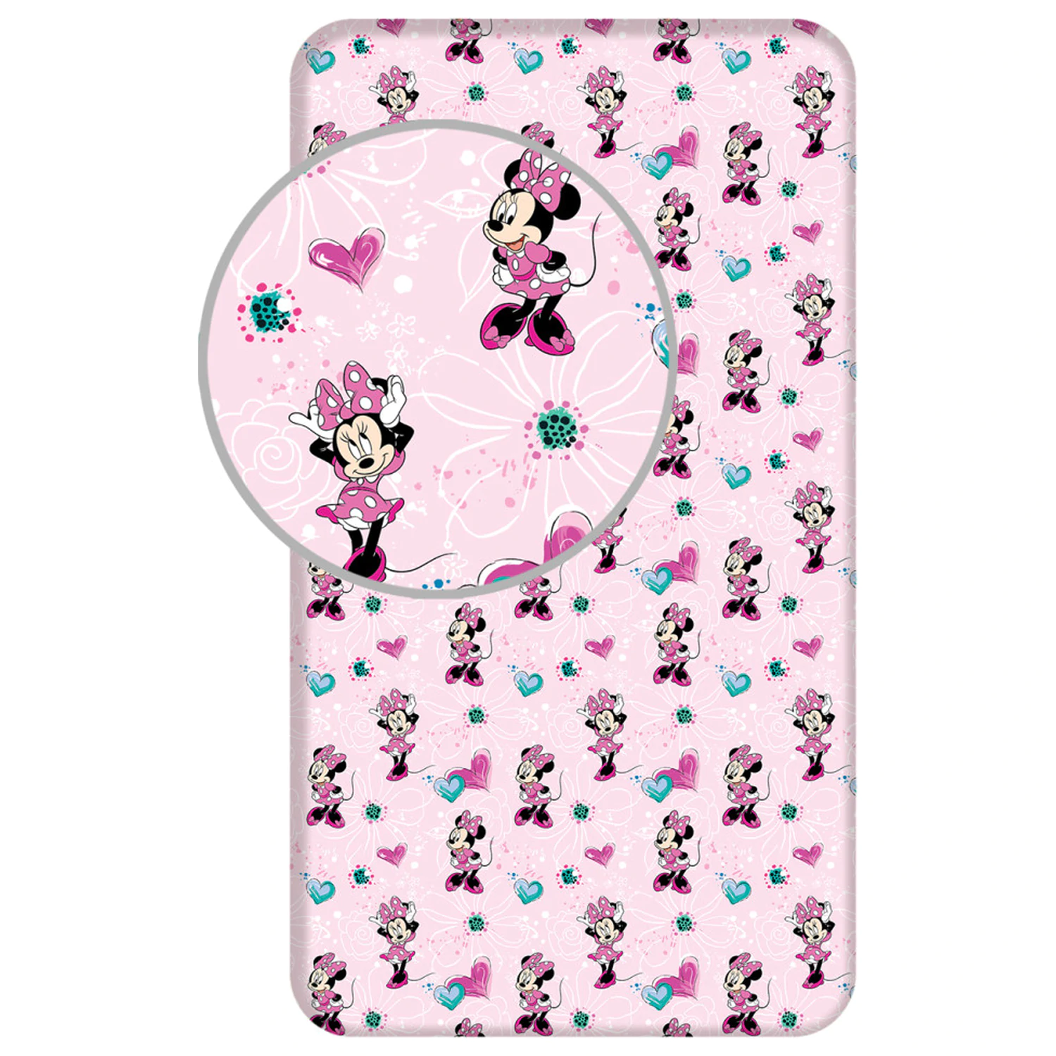 Disney Minnie Flowers napeta rjuha 90x200 cm fotografija izdelka