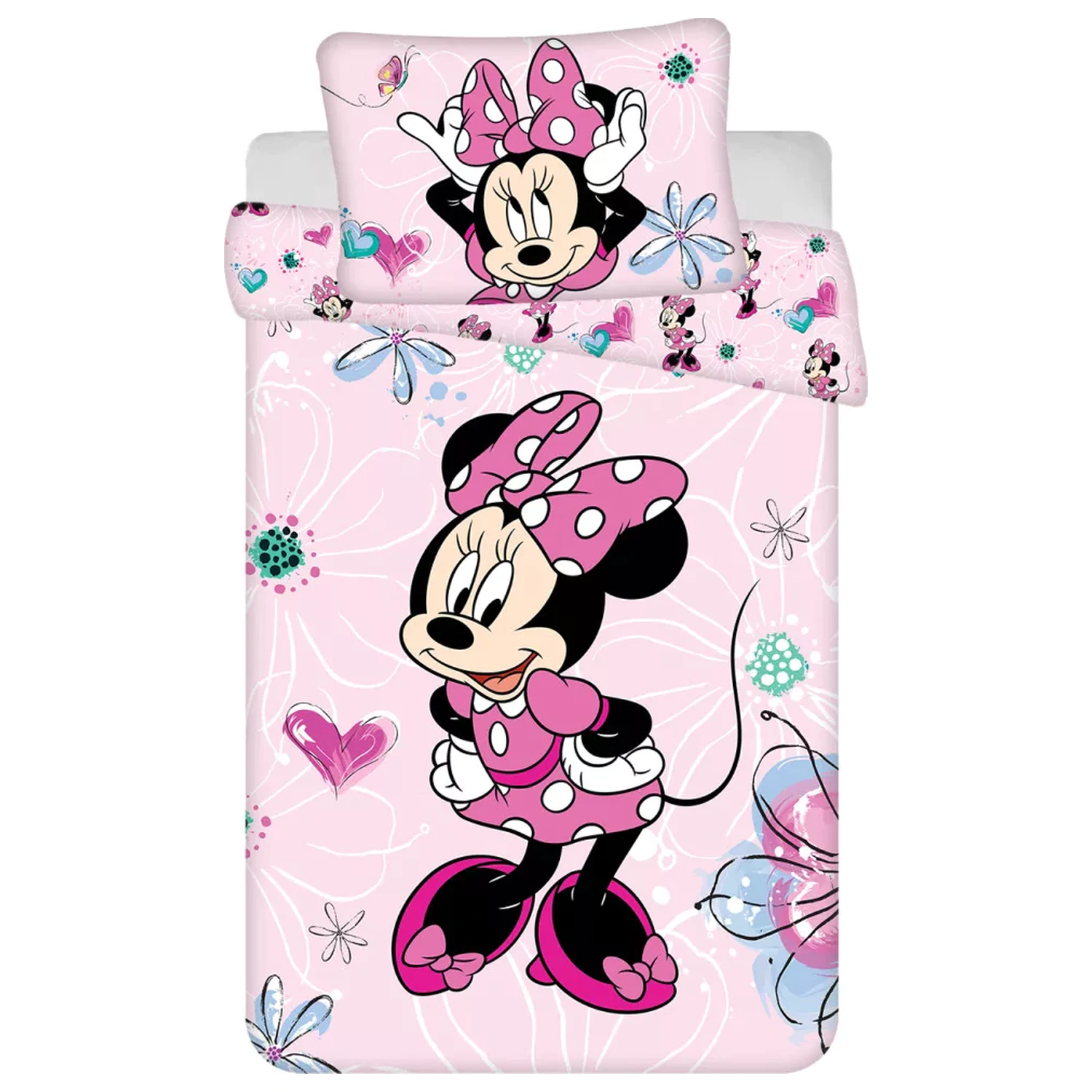 Disney Minnie Flowers otroška, predšolska prevleka za odejo fotografija izdelka