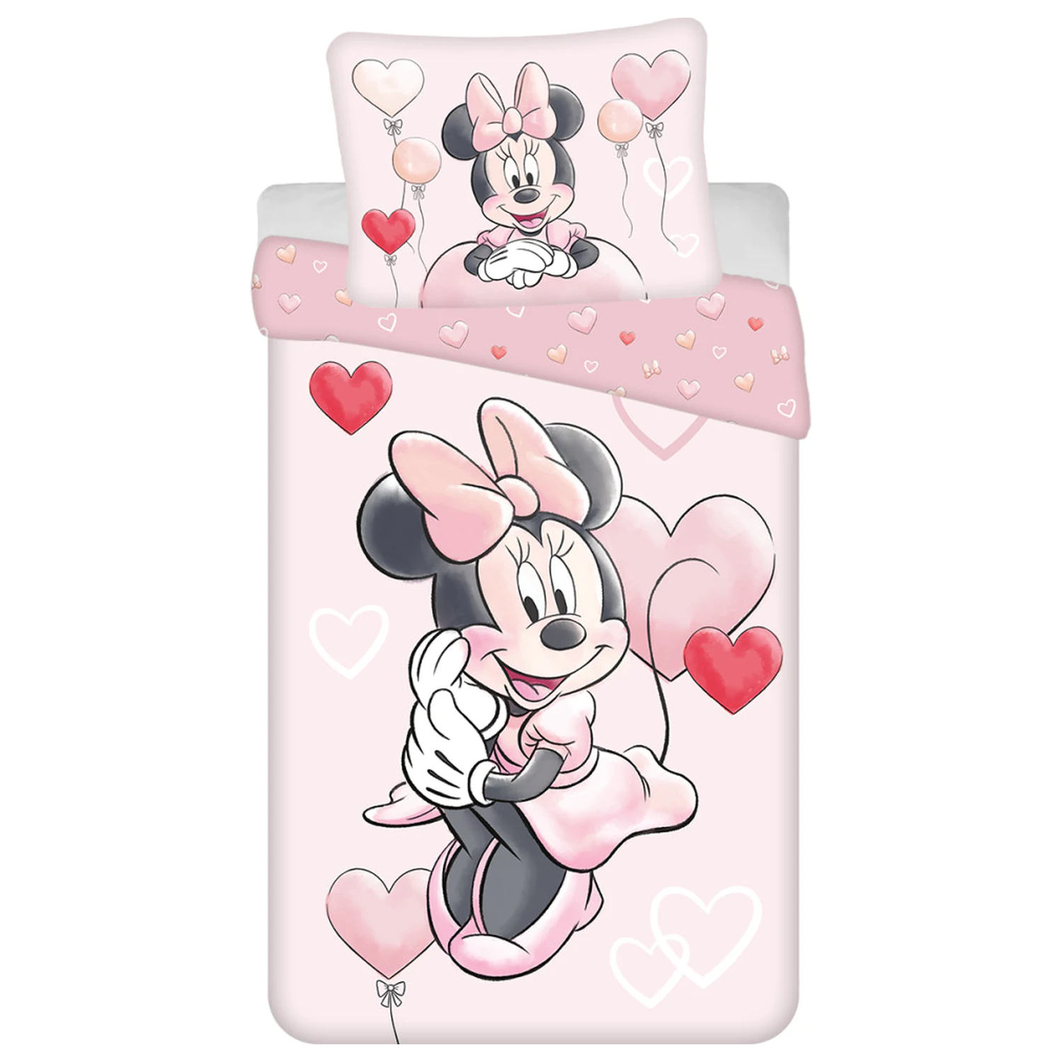 Disney Minnie Heart Balloons Set prevlek za odejo 140x200cm, 70x90cm fotografija izdelka
