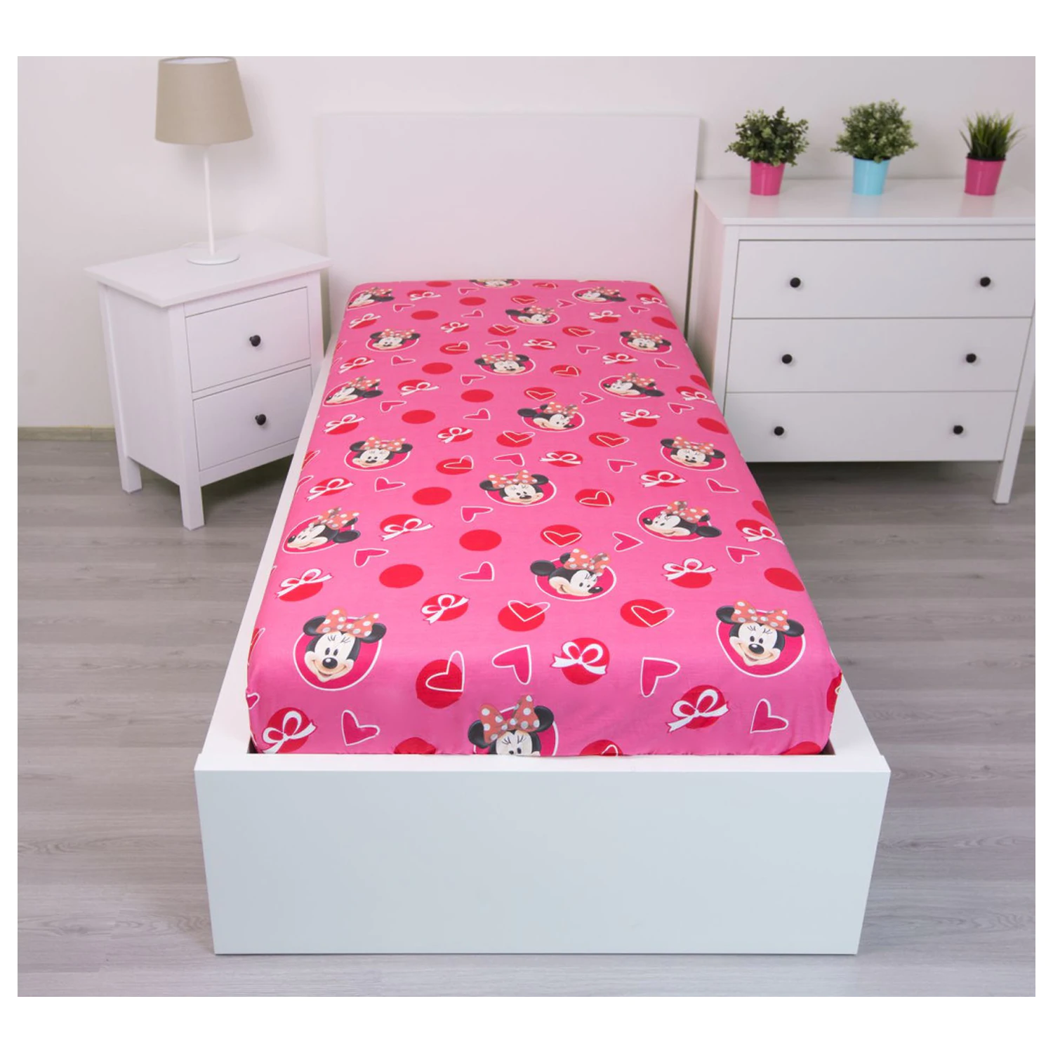 Disney Minnie Hearts Napenjalna rjuha 90x200 cm fotografija izdelka