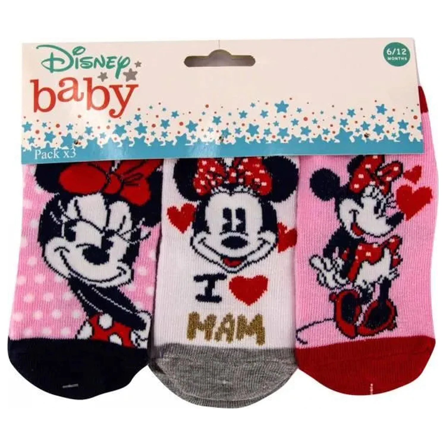 Disney Minnie Love Mom Pink Baby nogavice 0-6 mesecev fotografija izdelka
