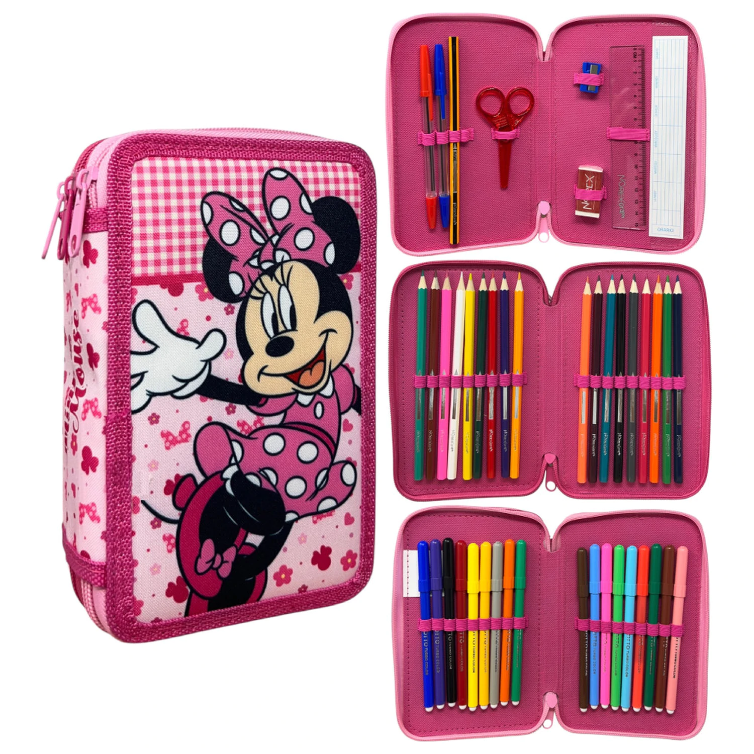 Disney Minnie Lovely Charm Pisan pisarniški etui napolnjen 3-nadstropni fotografija izdelka