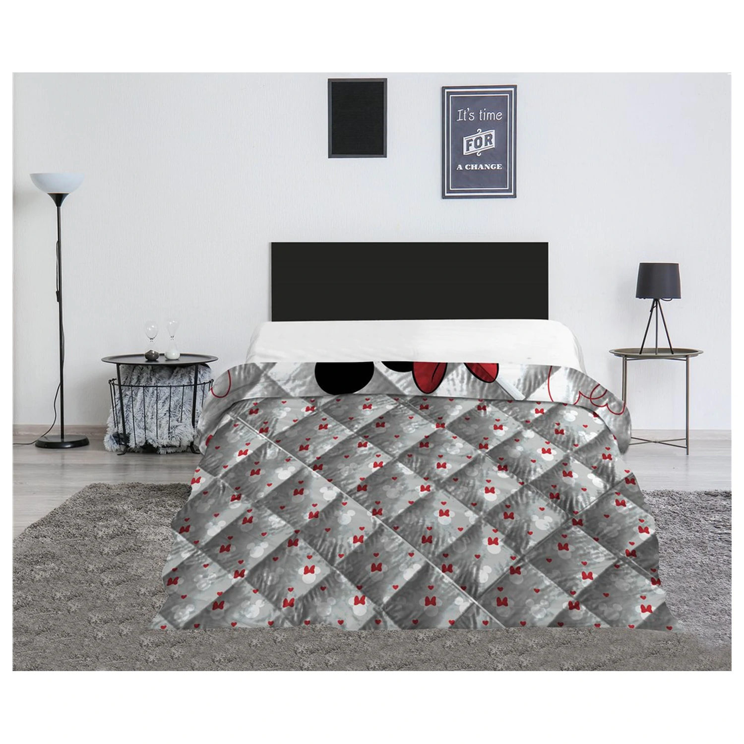 Disney Minnie Mickey Love prešito posteljno pregrinjalo, prešita odeja 240x220cm fotografija izdelka