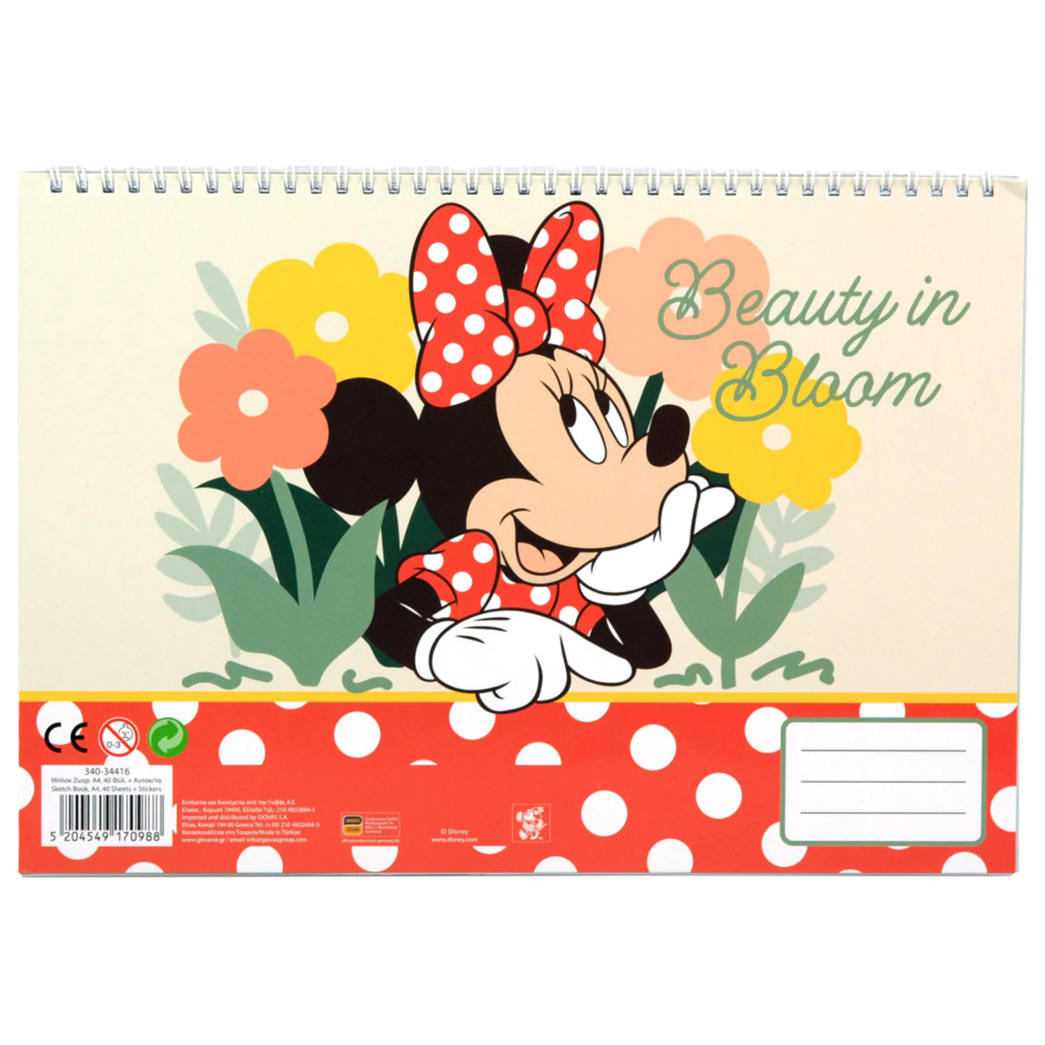 Disney Minnie Nomadic Spirit A/4 Spiralni skicirni blok s 40 nalepkami fotografija izdelka