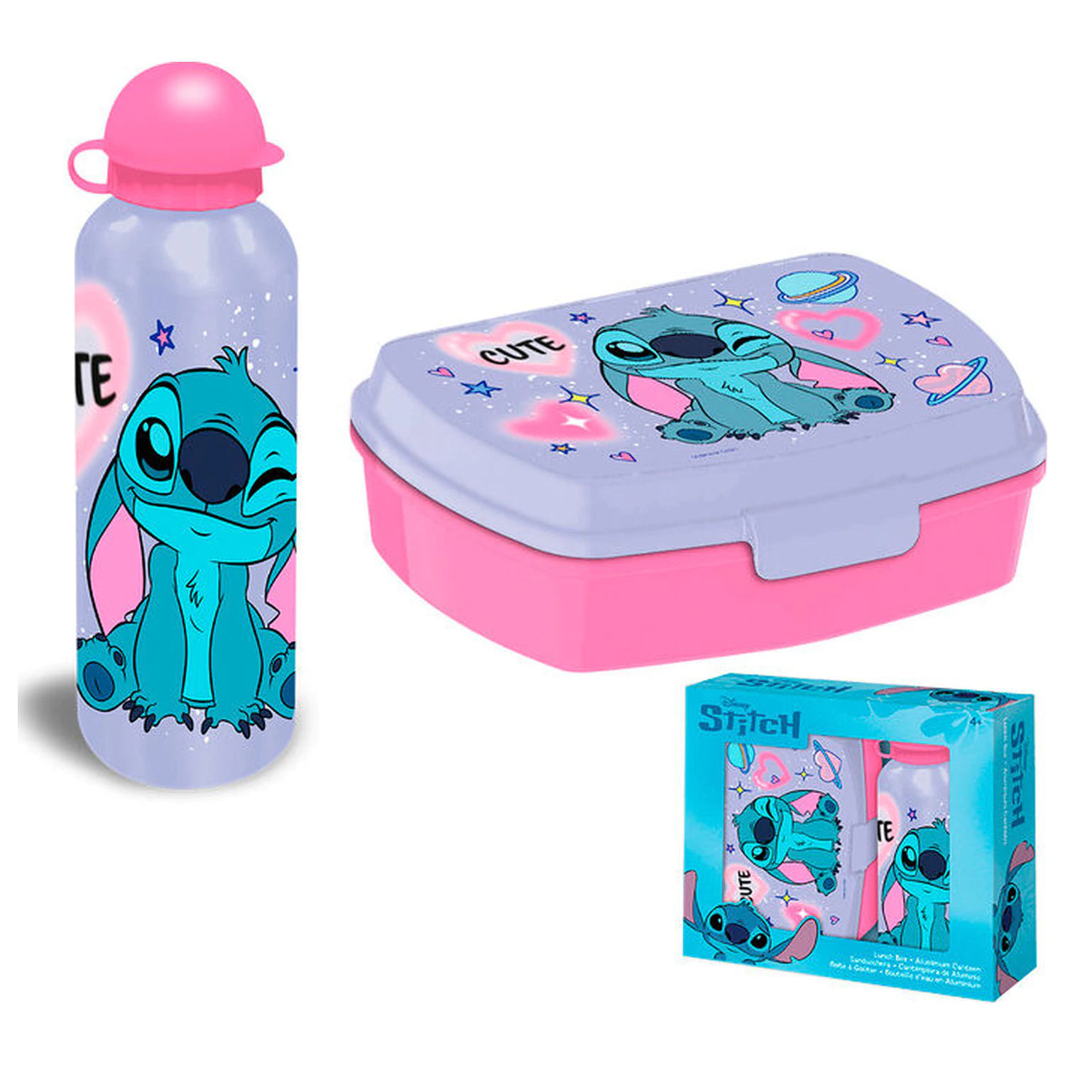 Disney Stitch aluminijasta steklenička + škatlica za malico fotografija izdelka