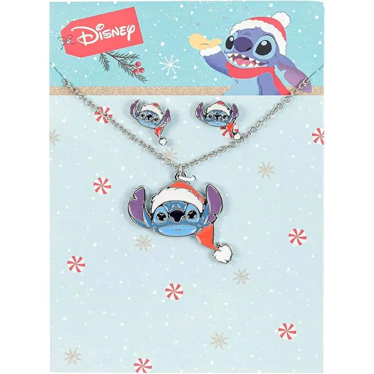 Disney Stitch Christmas Set ogrlica in uhani fotografija izdelka