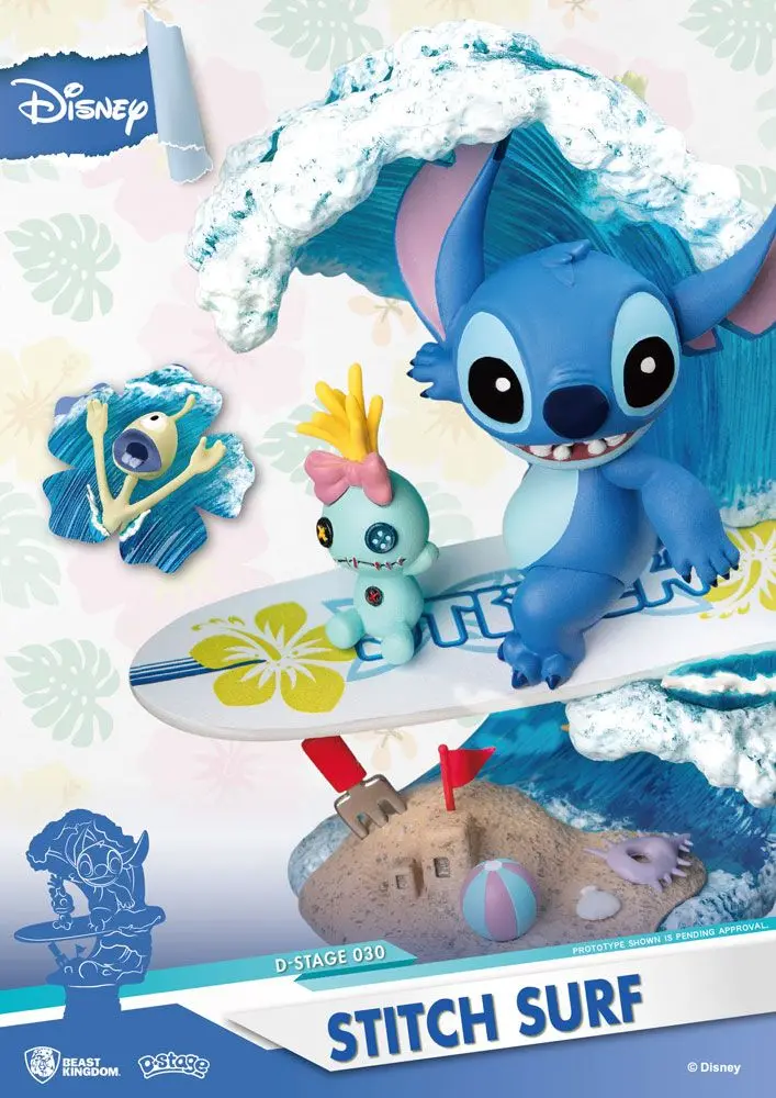 Disney Summer Series D-Stage PVC Diorama Stitch Surf 15 cm fotografija izdelka