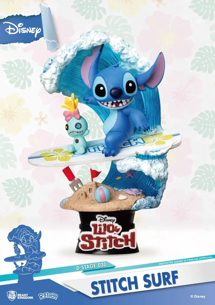 Disney Summer Series D-Stage PVC Diorama Stitch Surf 15 cm fotografija izdelka
