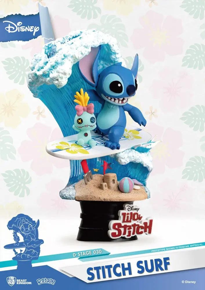 Disney Summer Series D-Stage PVC Diorama Stitch Surf 15 cm fotografija izdelka