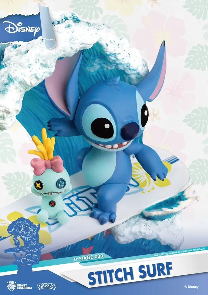 Disney Summer Series D-Stage PVC Diorama Stitch Surf 15 cm fotografija izdelka