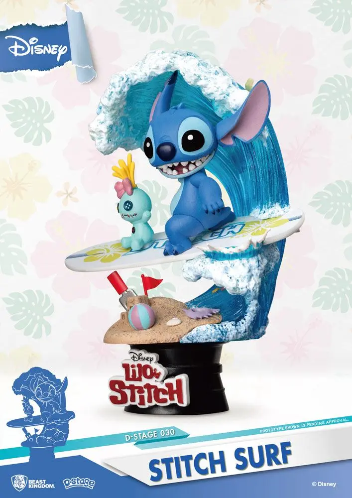 Disney Summer Series D-Stage PVC Diorama Stitch Surf 15 cm fotografija izdelka