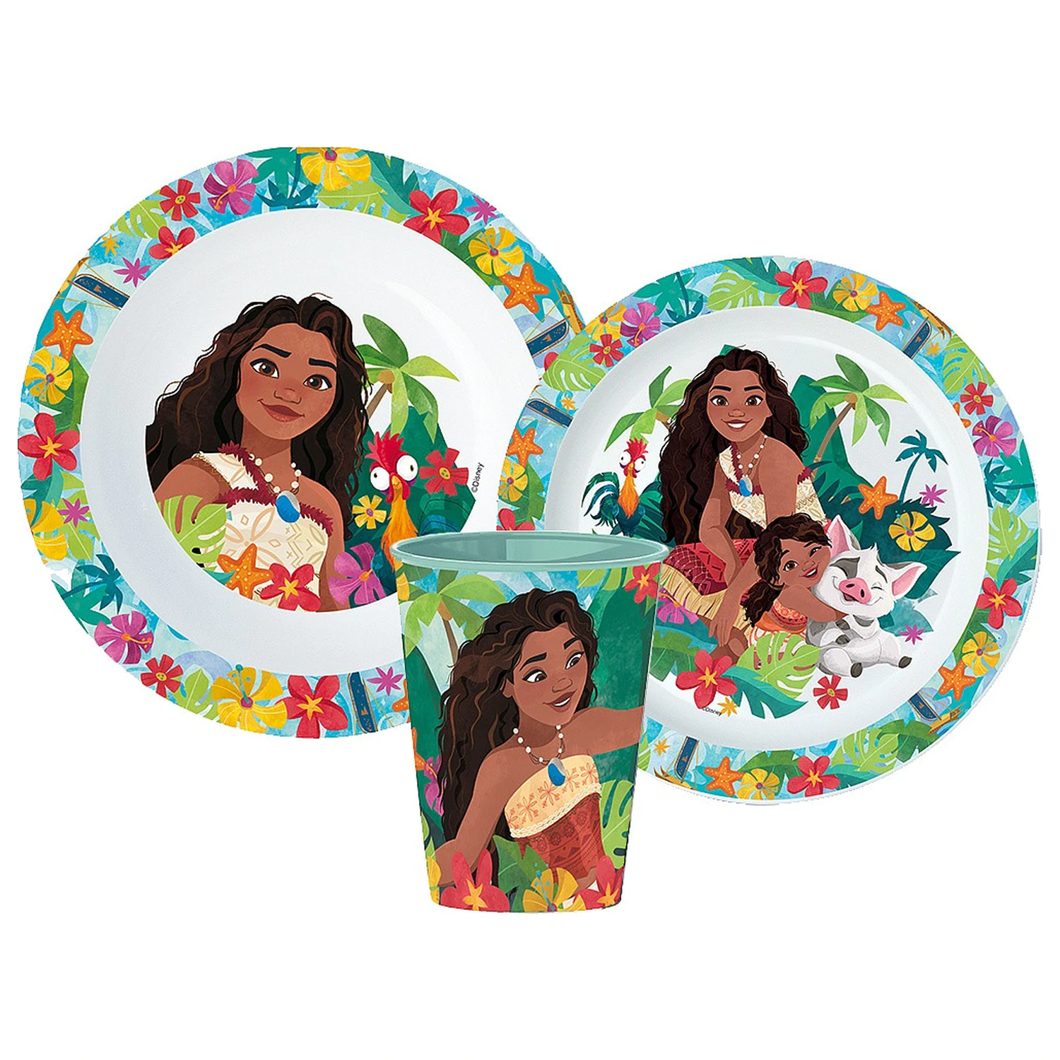 Disney Moana Lagoon Set namizne posode, set mikro plastike s kozarcem 260 ml fotografija izdelka