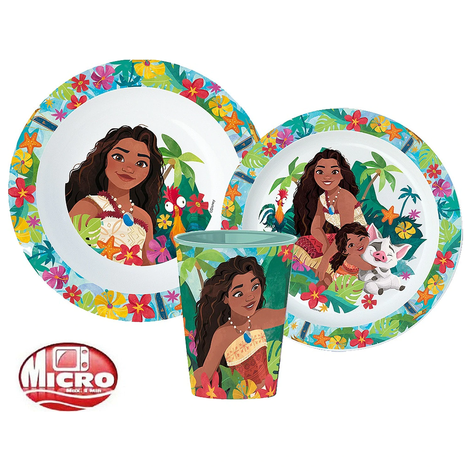Disney Moana Lagoon Set namizne posode, set mikro plastike s kozarcem 260 ml fotografija izdelka