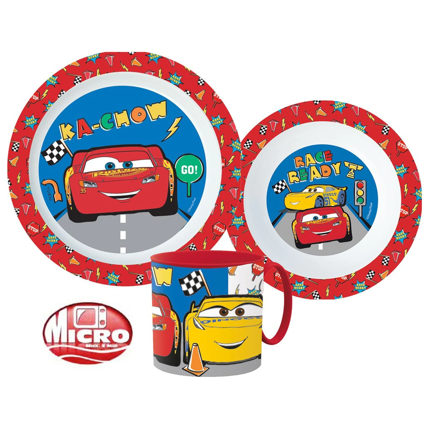 Disney Cars Lets Race jedilni set, mikro plastični set z vrčkom 265 ml fotografija izdelka