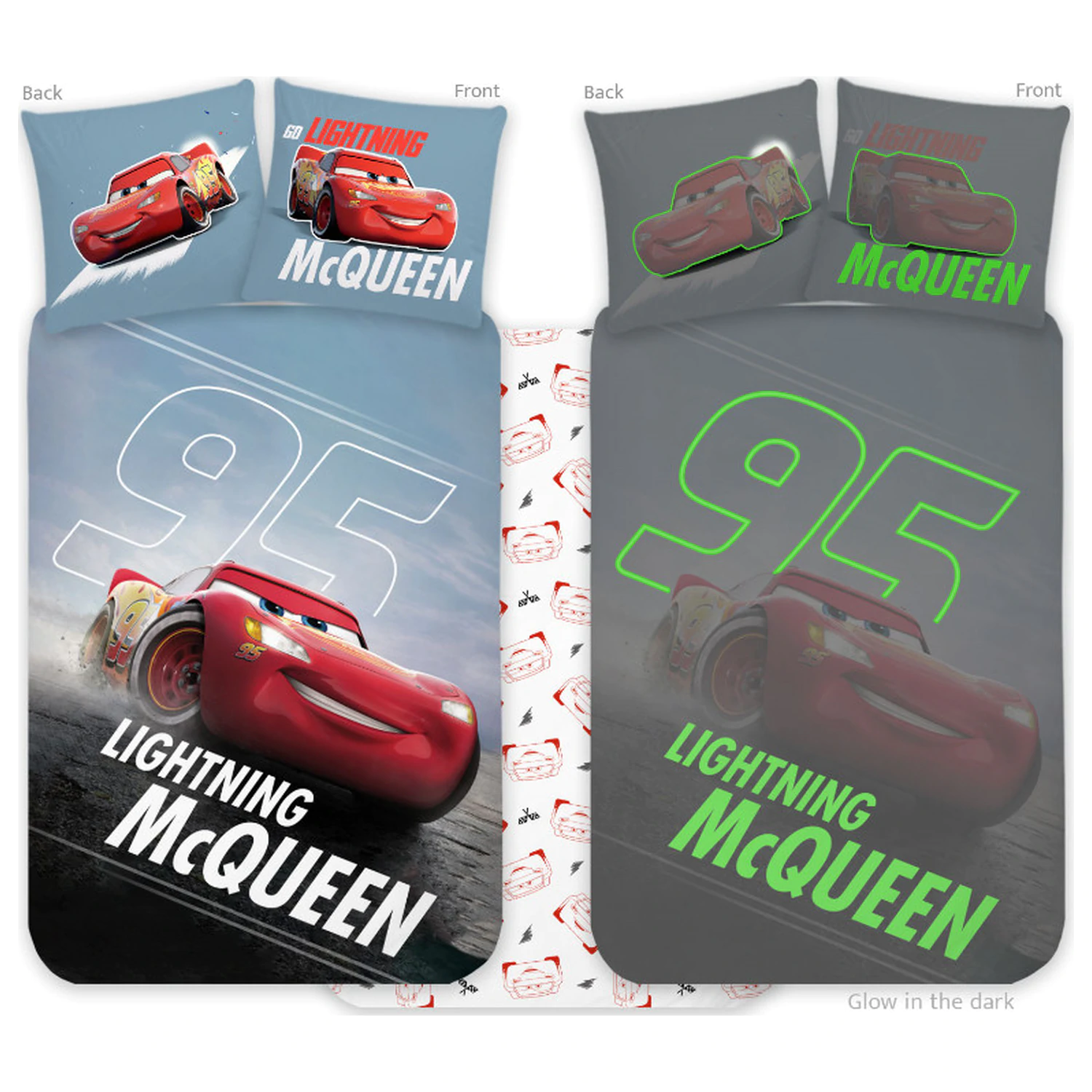 Disney Cars Lightning McQueen Glow in the Dark Otroška/Predšolska prevleka za odejo fotografija izdelka