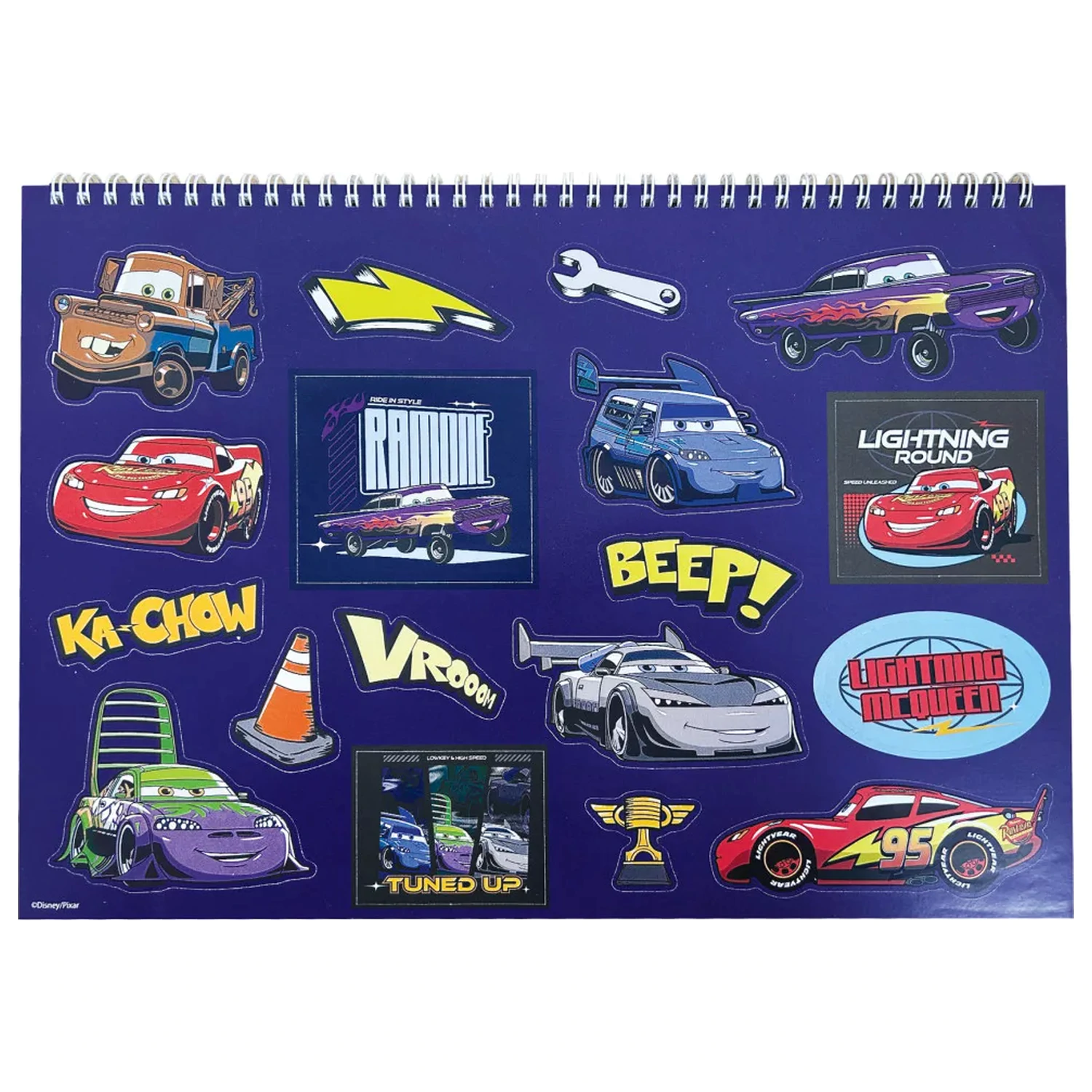 Disney Cars Roaring A/4 Spirani skicirka, 40 listov z nalepkami fotografija izdelka