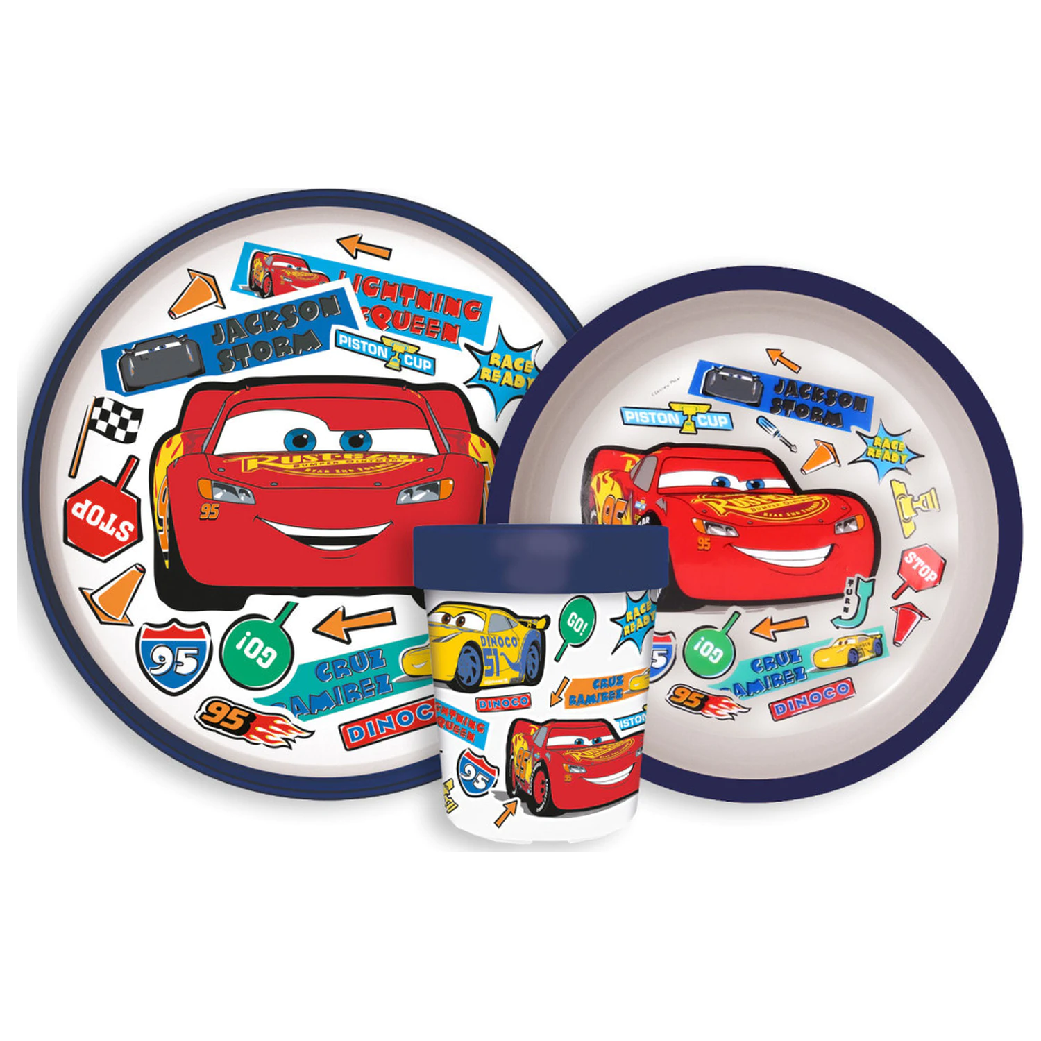 Disney Cars Nalepke Go Komplet nedrseče posode za večerjo, mikro plastičen set fotografija izdelka