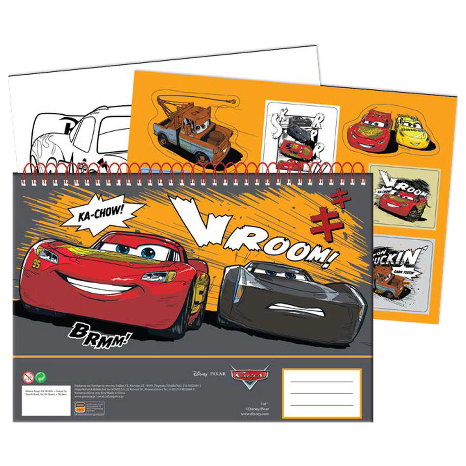 Disney Cars Vroom A/4 Spiralni skicirni blok s 40 listi in nalepkami fotografija izdelka