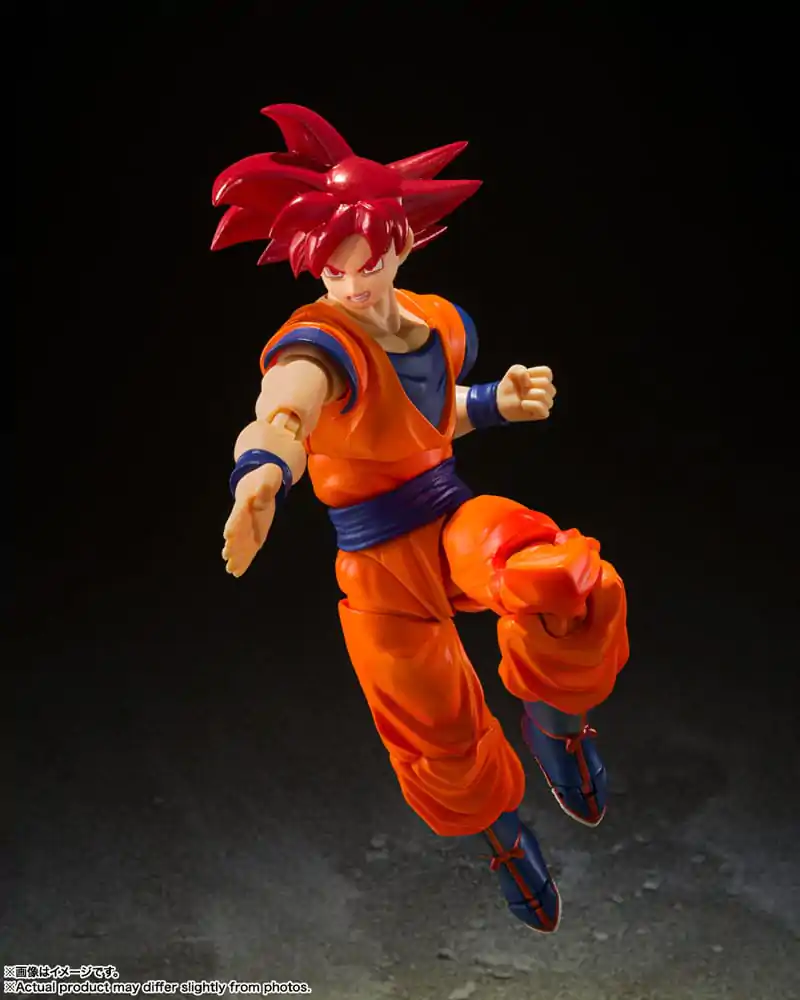 Dragon Ball Super S.H. Figuarts akcijska figura Super Saiyan God Son Goku Saiyan God Instilled with the light of Reighteous Hearts 14 cm fotografija izdelka