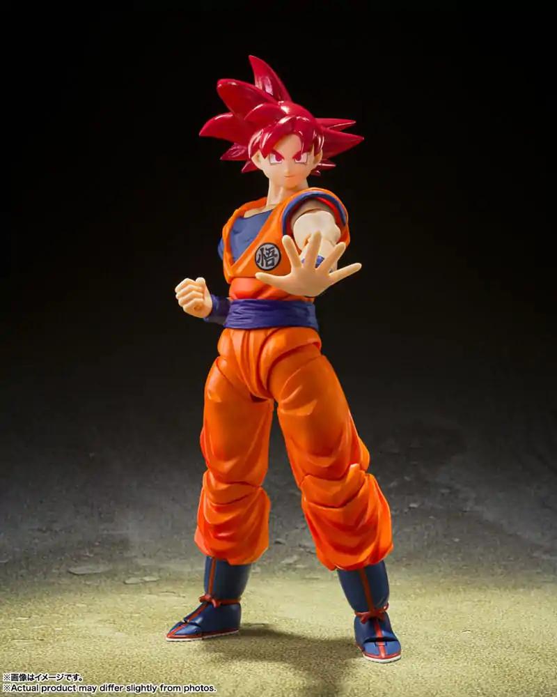 Dragon Ball Super S.H. Figuarts akcijska figura Super Saiyan God Son Goku Saiyan God Instilled with the light of Reighteous Hearts 14 cm fotografija izdelka
