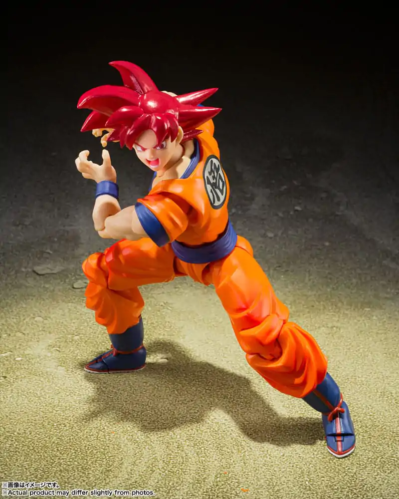 Dragon Ball Super S.H. Figuarts akcijska figura Super Saiyan God Son Goku Saiyan God Instilled with the light of Reighteous Hearts 14 cm fotografija izdelka