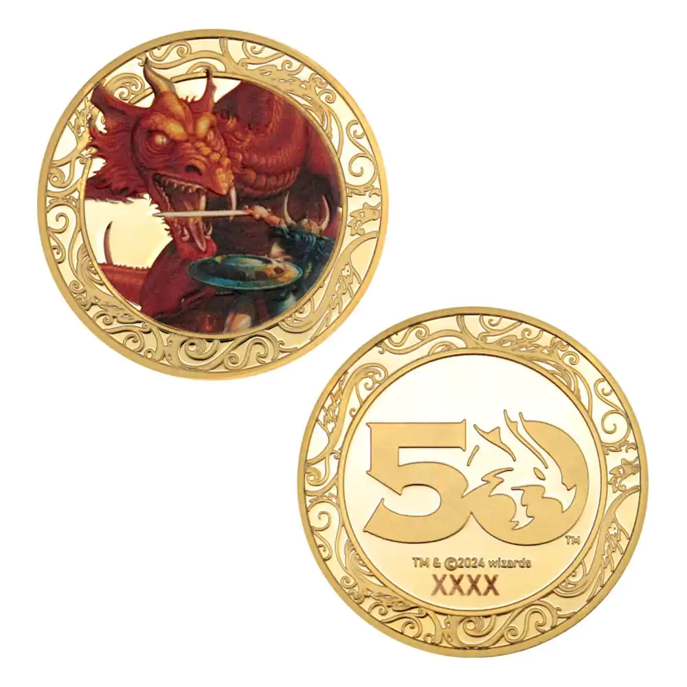 Dungeons & Dragons Collectable Coin 50th Anniversary s barvnim tiskom 24k Gold Plated Edition 4 cm fotografija izdelka