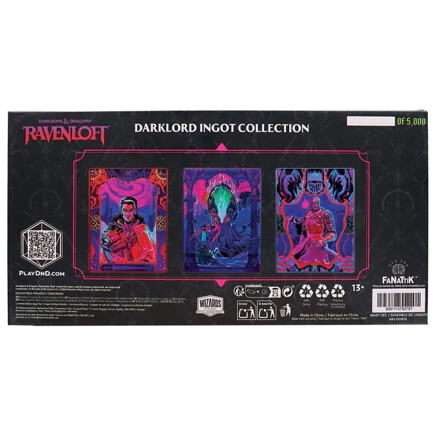 Dungeons & Dragons Ingot Set of Three Ravenloft Darklord Ingots Limited Edition komplet treh kovinskih ploščic omejena izdaja fotografija izdelka