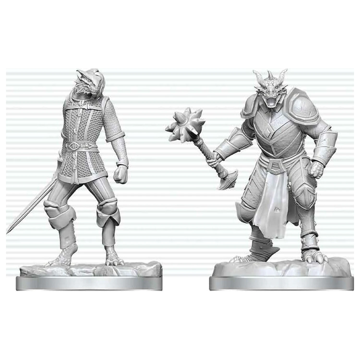 Dungeons & Dragons Nolzur's Marvelous Miniatures Nepobarvan miniaturni Dragonborn Paladin & Dragonborn Squire 14 cm fotografija izdelka