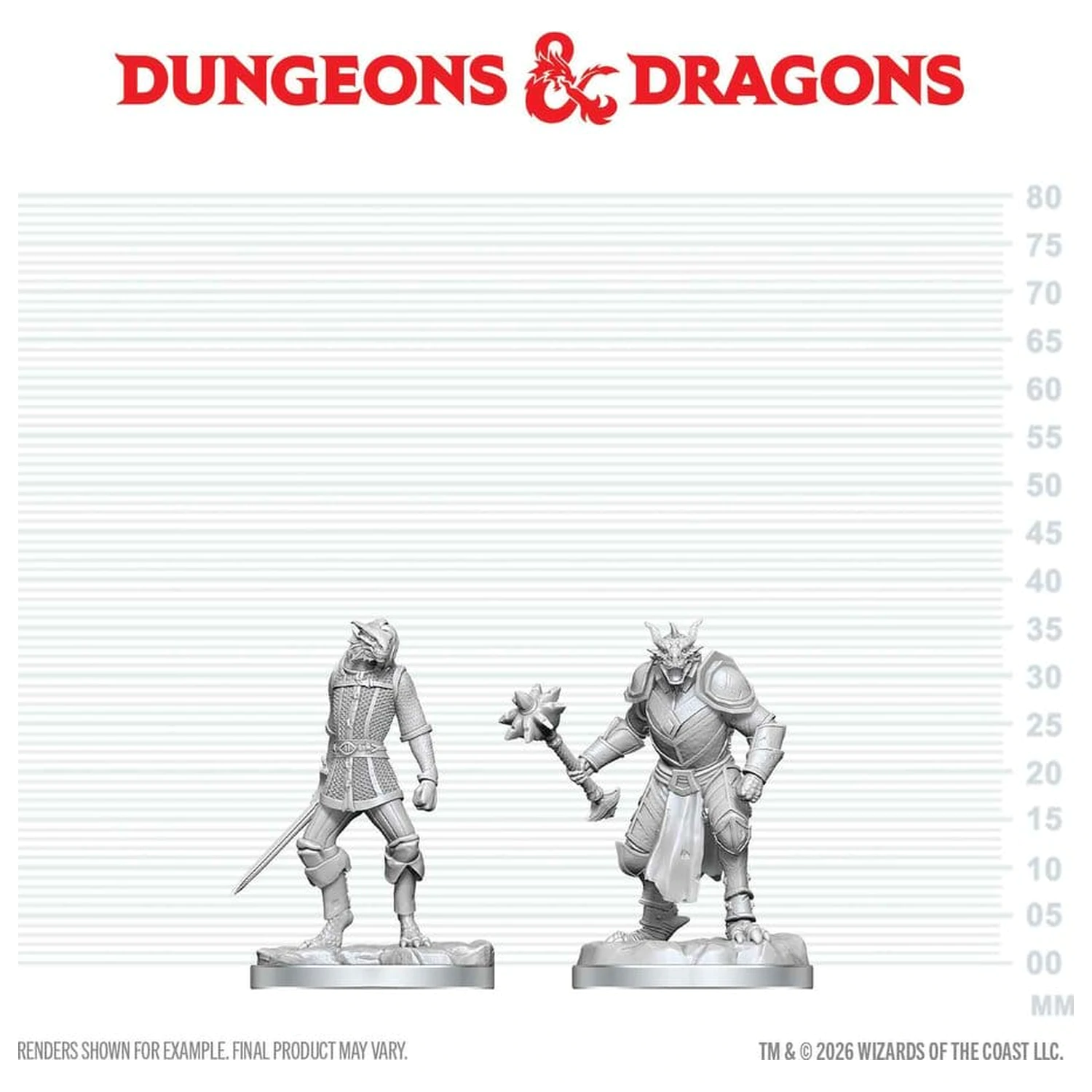 Dungeons & Dragons Nolzur's Marvelous Miniatures Nepobarvan miniaturni Dragonborn Paladin & Dragonborn Squire 14 cm fotografija izdelka