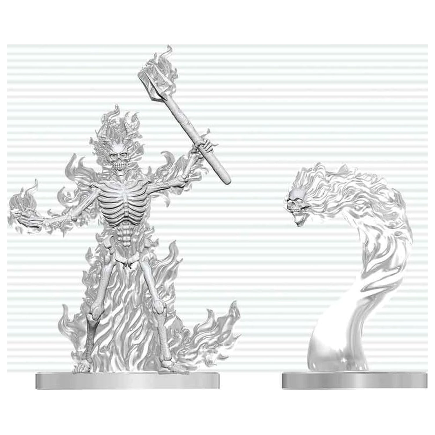 Dungeons & Dragons Nolzur's Marvelous Miniatures Nepobarvana miniatura plesočega okostnjaka in ognjene lobanje 14 cm fotografija izdelka