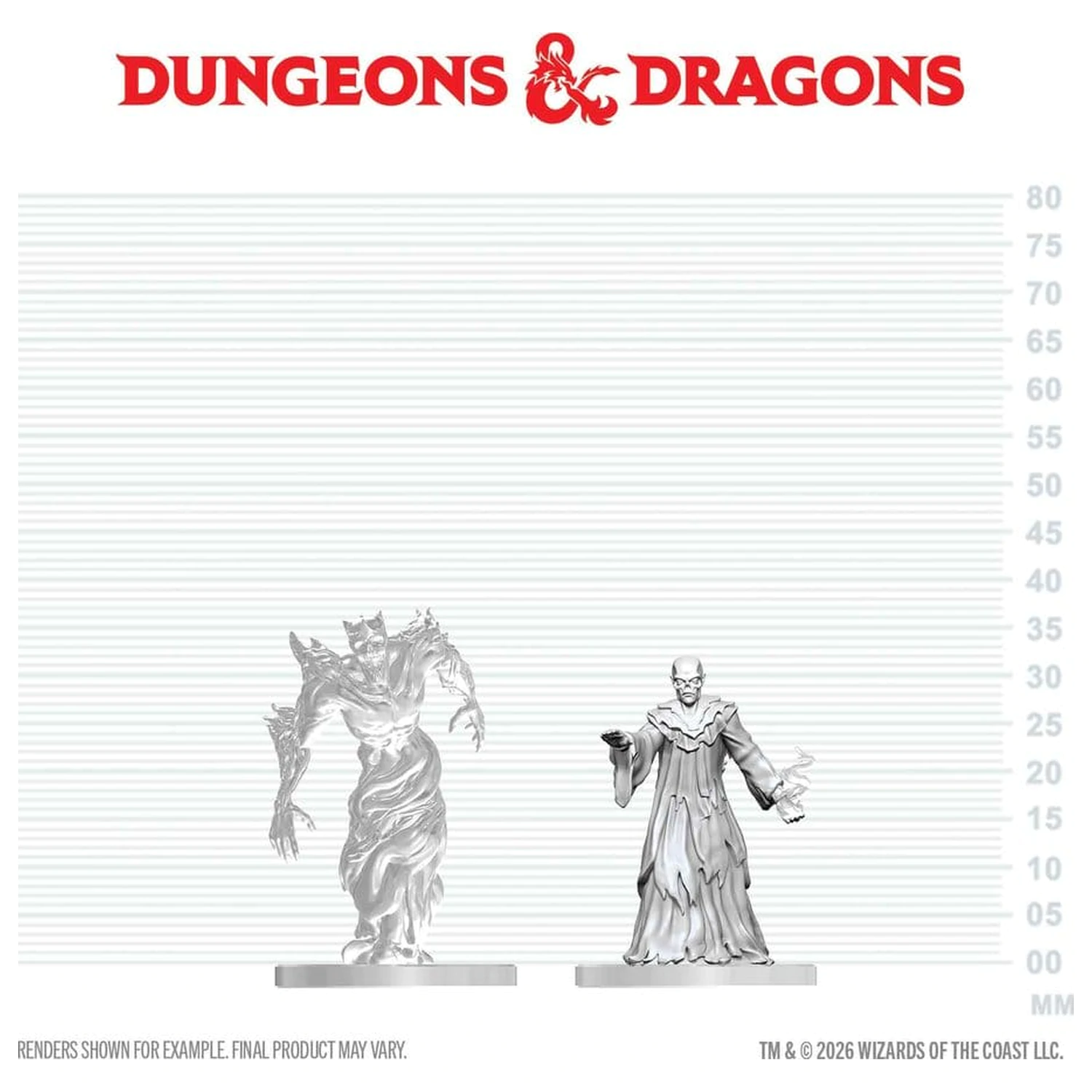 Dungeons & Dragons Nolzur's Marvelous Miniatures Nepobarvana miniatura Ghast Gravecaller & Wraith 14 cm fotografija izdelka