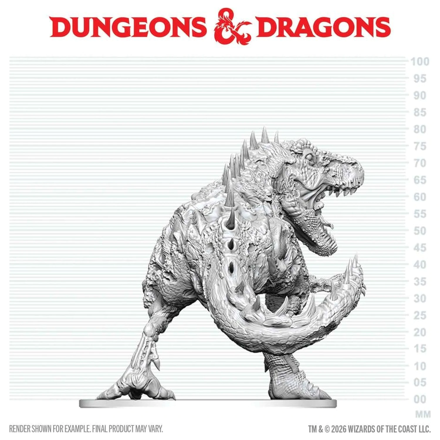 Dungeons & Dragons Nolzur's Marvelous Miniatures Nepobarvana miniatura Tyrannosaurus Zombie 20 cm fotografija izdelka