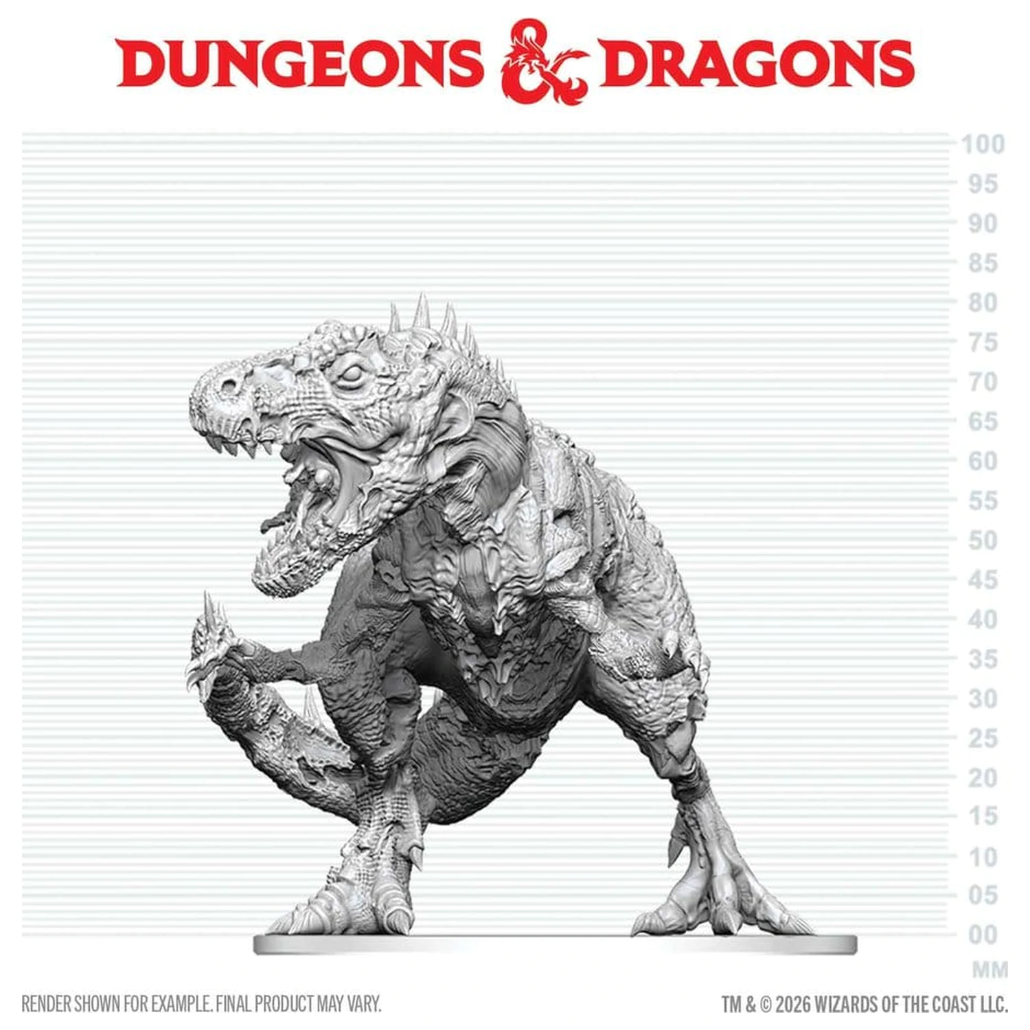 Dungeons & Dragons Nolzur's Marvelous Miniatures Nepobarvana miniatura Tyrannosaurus Zombie 20 cm fotografija izdelka