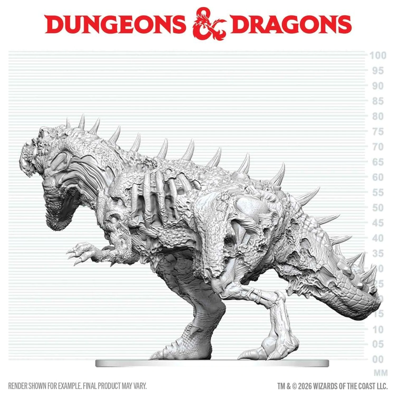 Dungeons & Dragons Nolzur's Marvelous Miniatures Nepobarvana miniatura Tyrannosaurus Zombie 20 cm fotografija izdelka